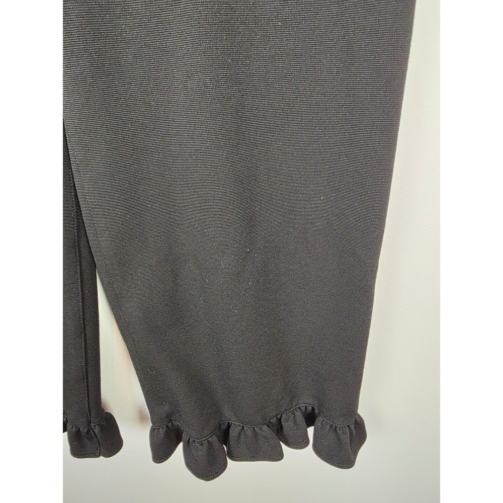 Maeve Anthropologie The Colette Ruffle Hem Cropped Pants Black 29P Wide Leg High - Picture 4 of 11